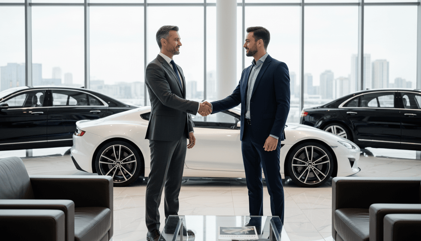 Professional handshake between advisor and client in a luxury setting