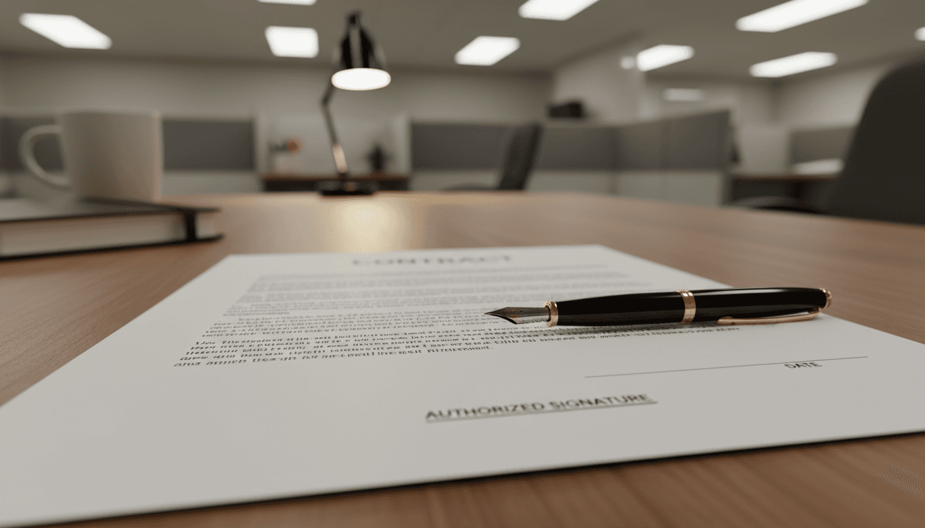 Pen reviewing a contract with itemized line items