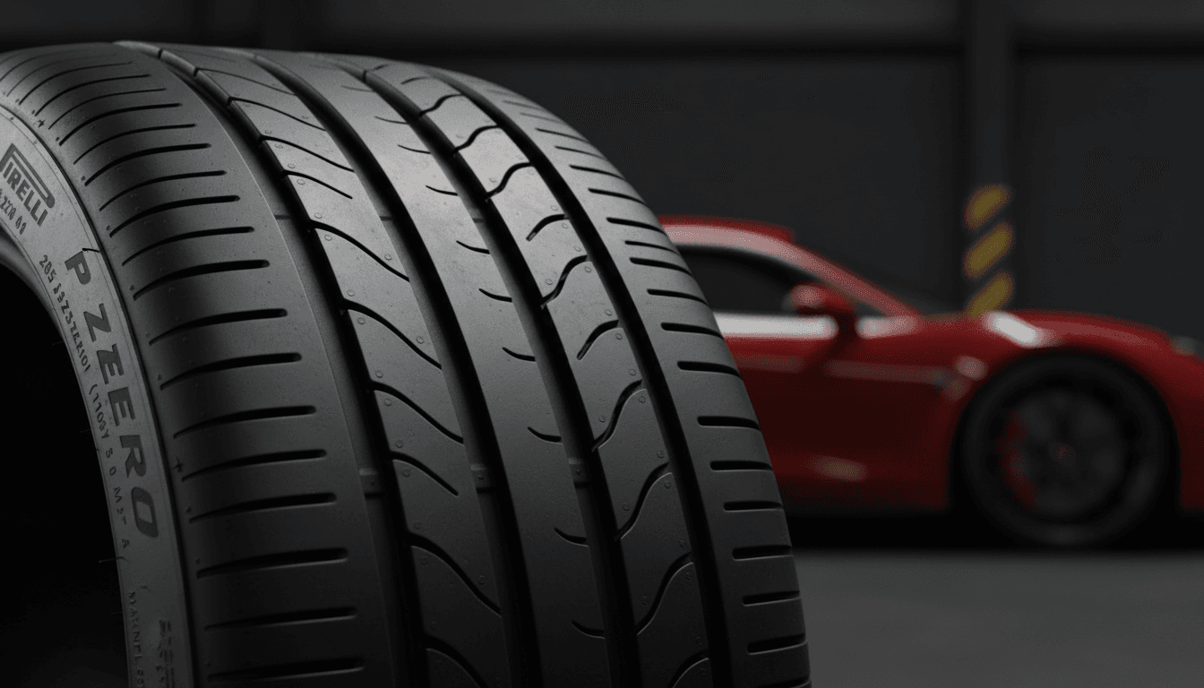 High-quality tire showing tread pattern and performance specifications