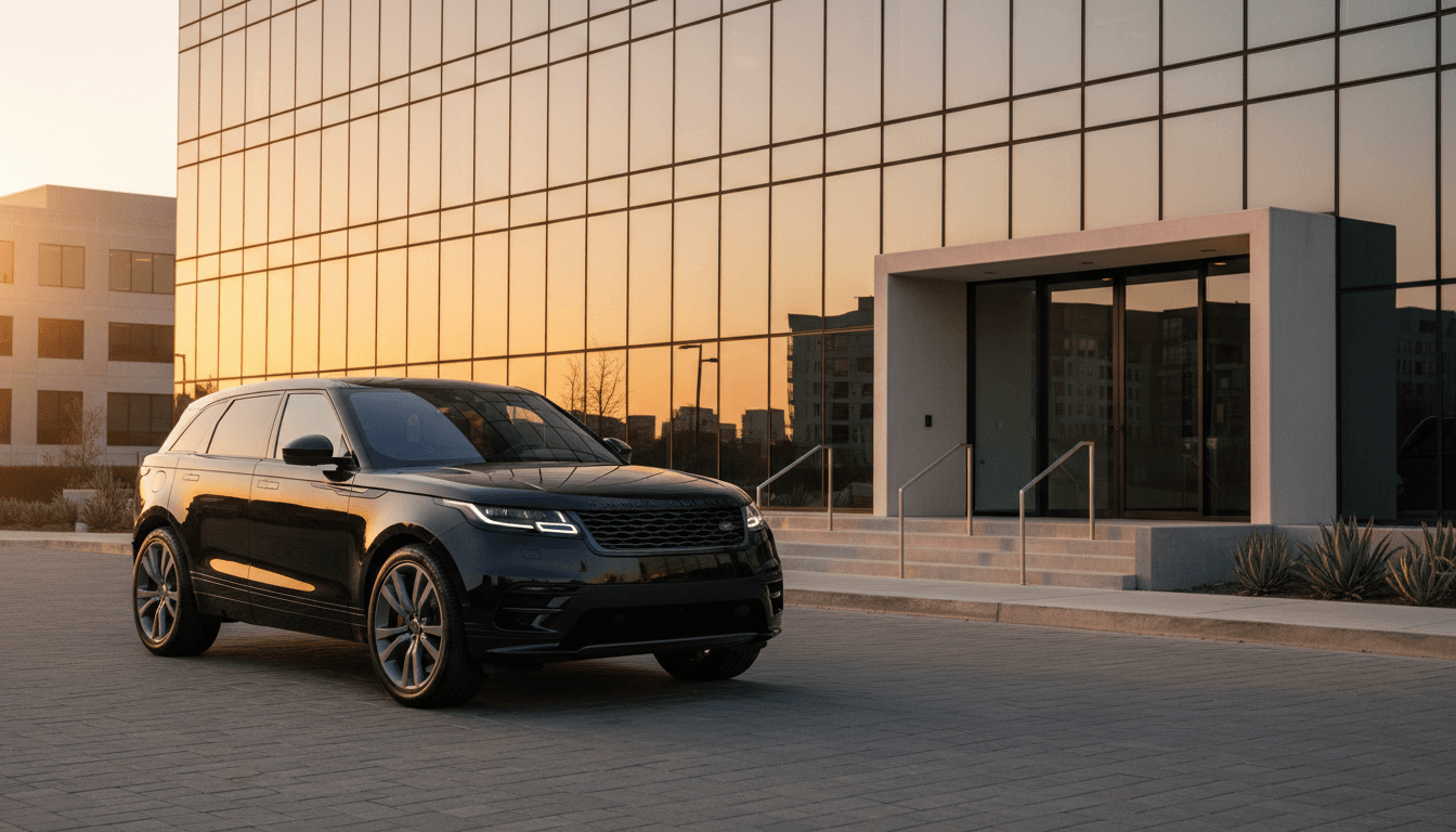 Premium SUV in front of luxury home at night